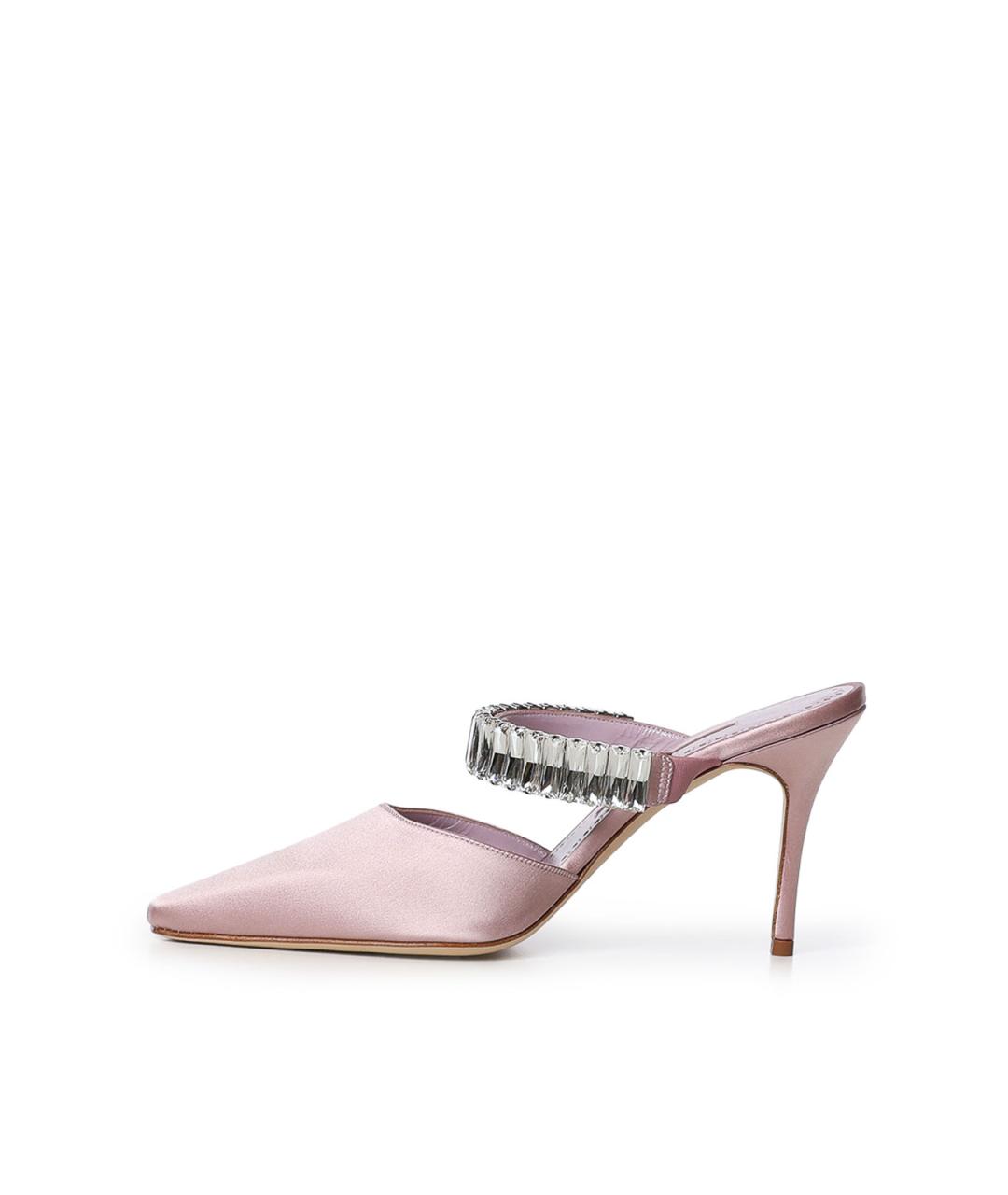 MANOLO BLAHNIK Розовые текстильные мюли, фото 3