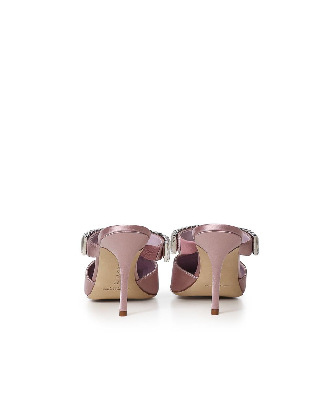 MANOLO BLAHNIK Розовые текстильные мюли, фото 2