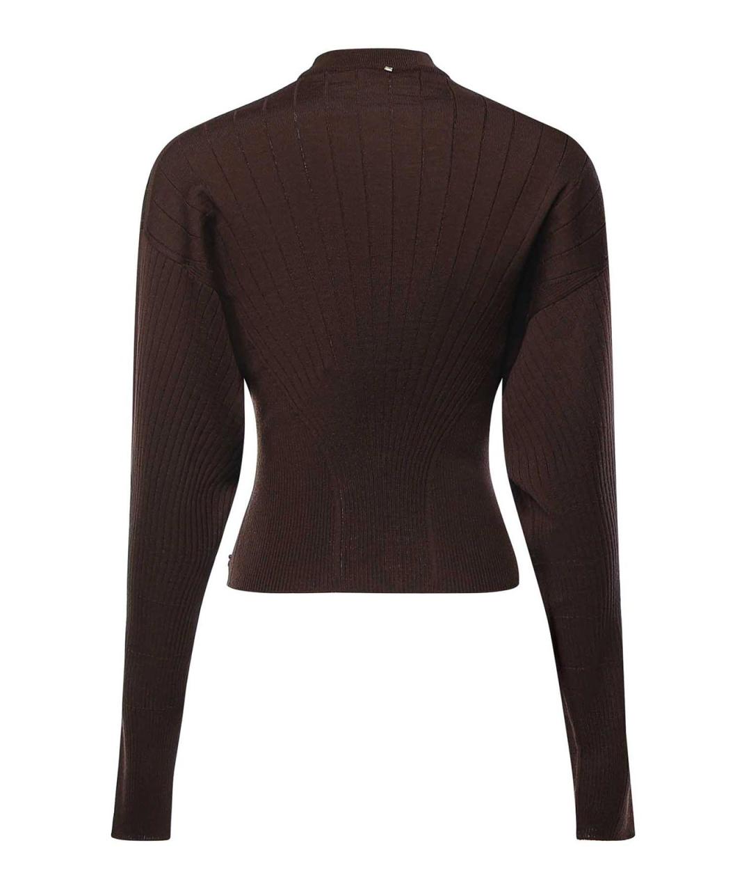 SPORTMAX Коричневый шерстяной джемпер / свитер, фото 2