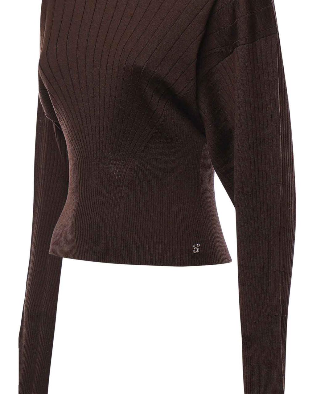 SPORTMAX Коричневый шерстяной джемпер / свитер, фото 3