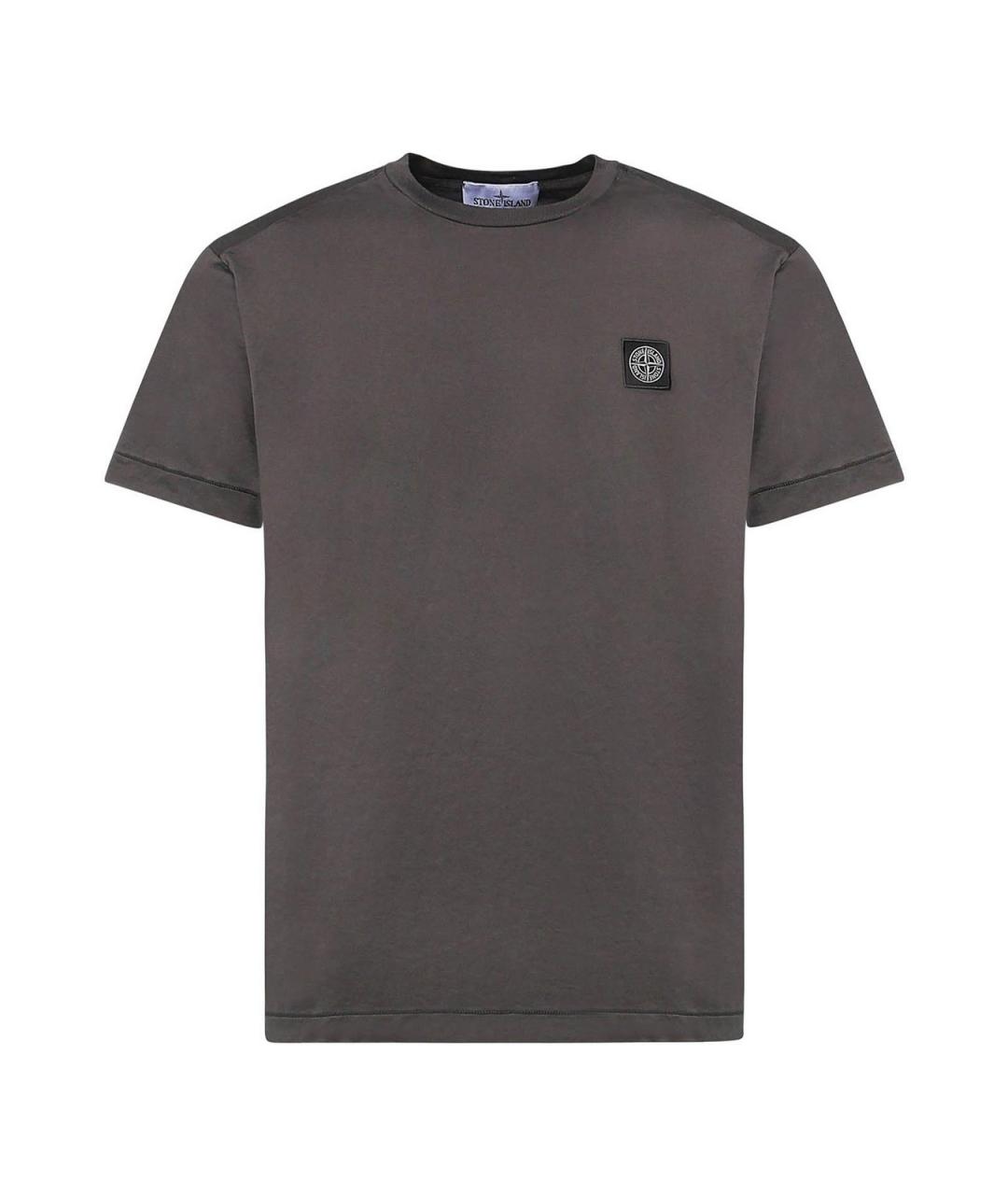 STONE ISLAND Серая хлопковая футболка, фото 1