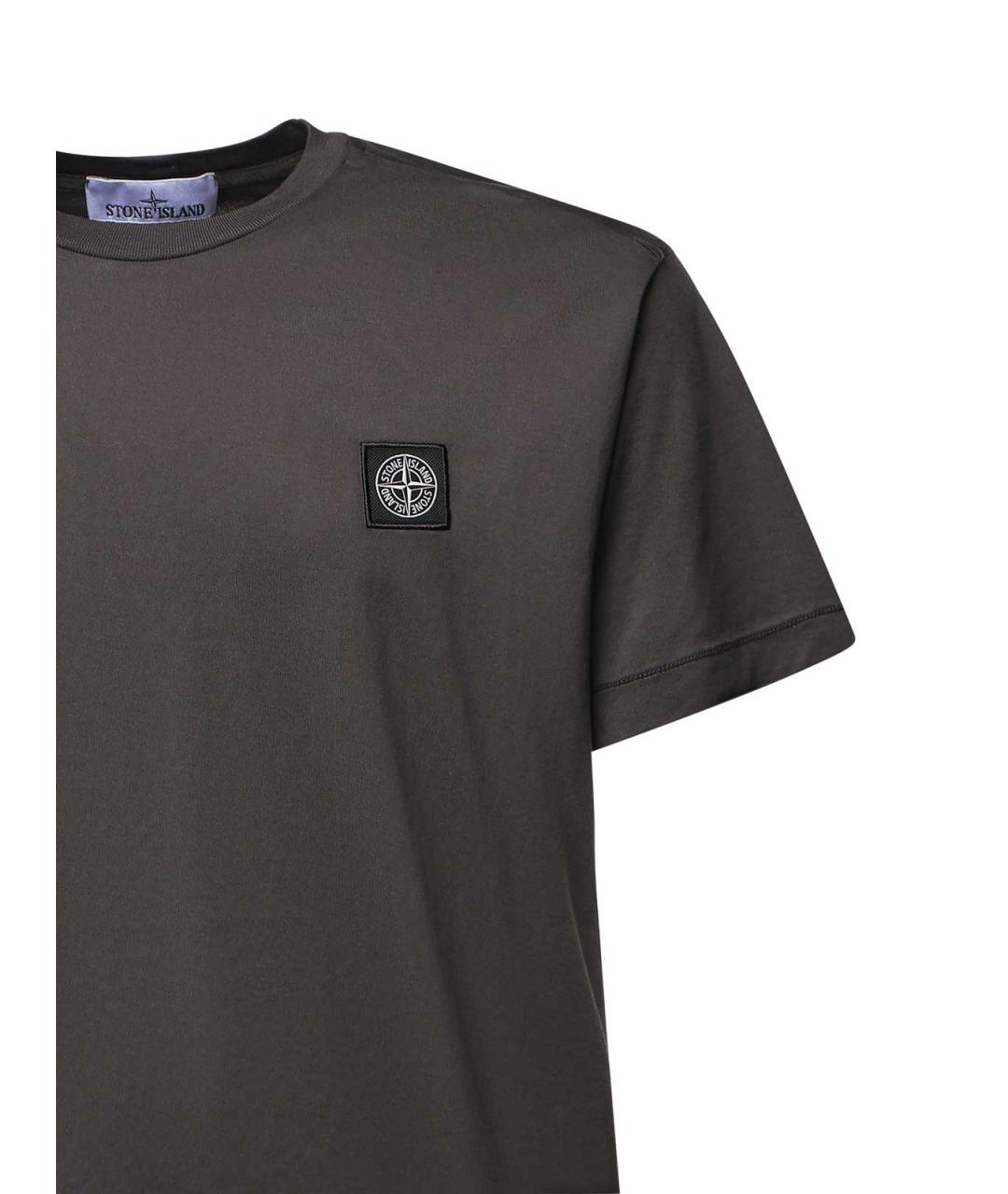 STONE ISLAND Серая хлопковая футболка, фото 3