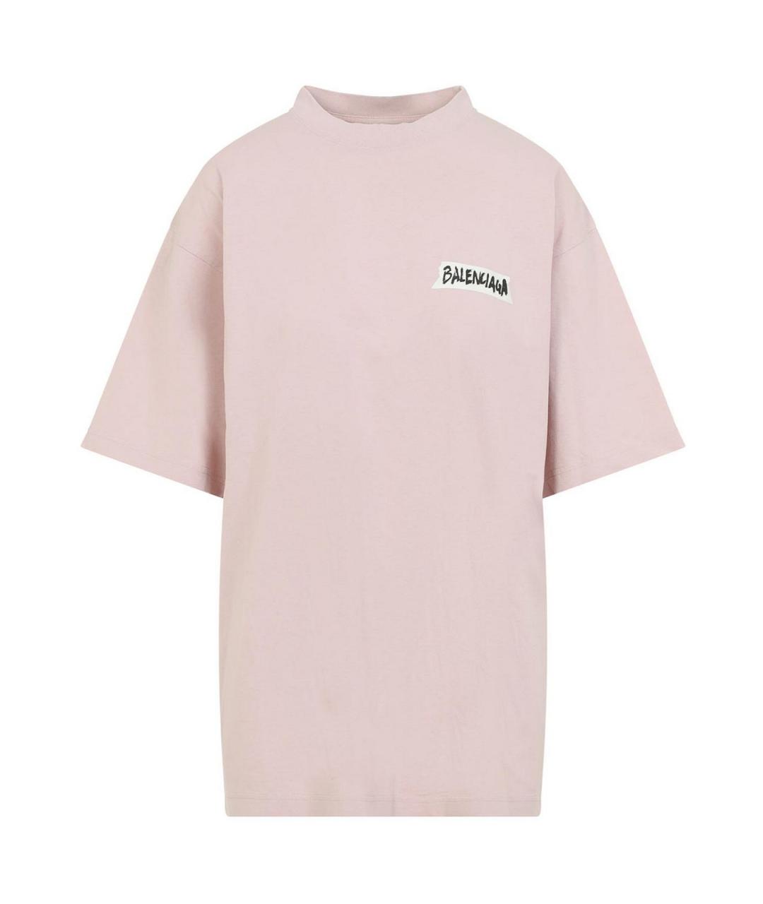 BALENCIAGA Розовая хлопковая футболка, фото 1