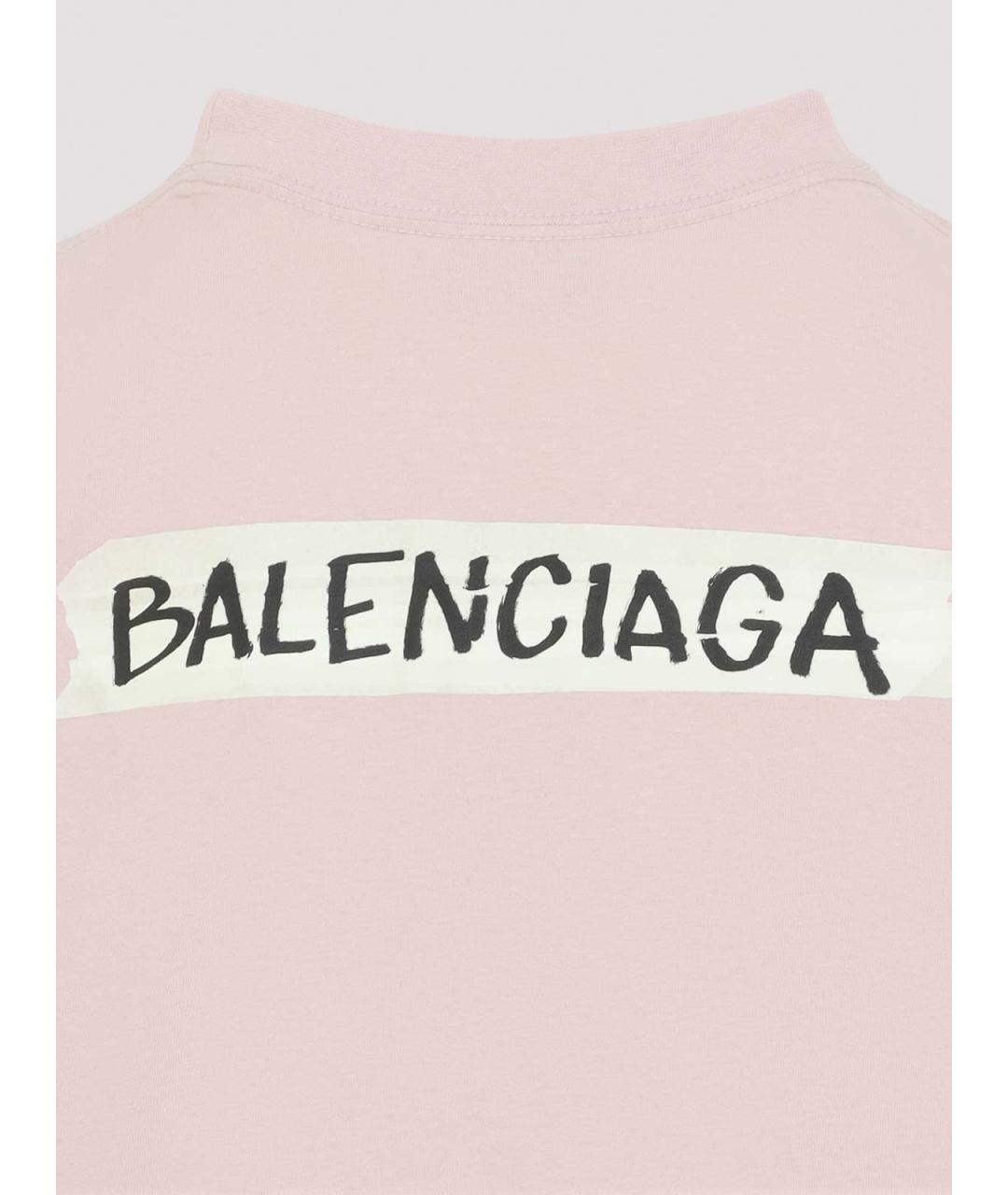 BALENCIAGA Розовая хлопковая футболка, фото 4