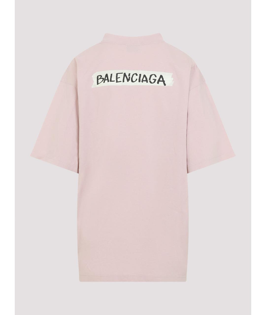 BALENCIAGA Розовая хлопковая футболка, фото 2