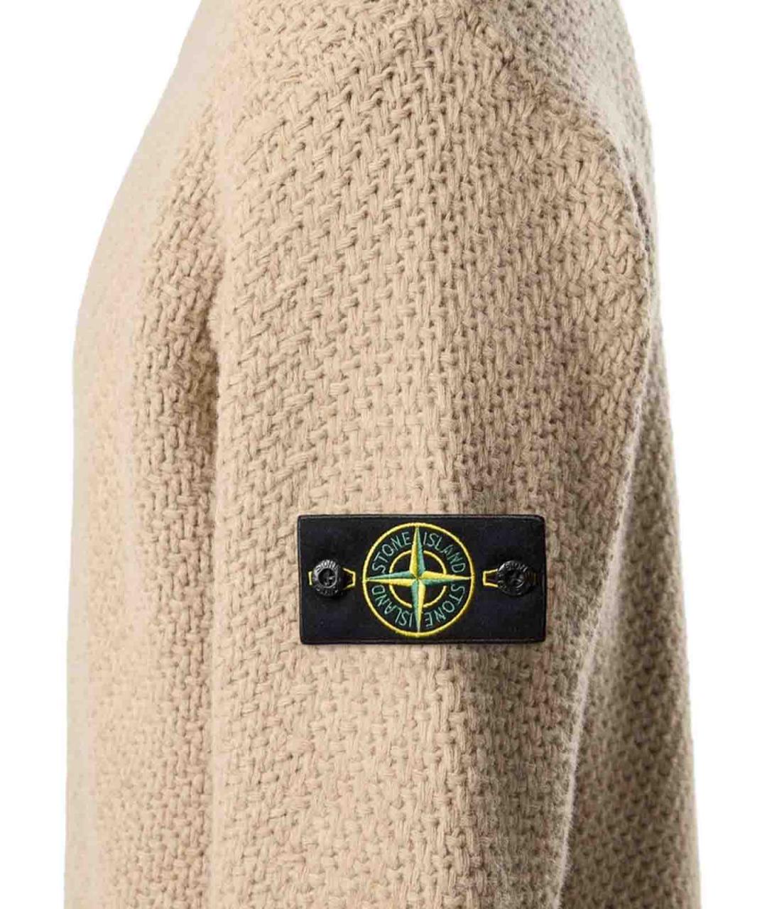 STONE ISLAND Бежевый шерстяной джемпер / свитер, фото 3