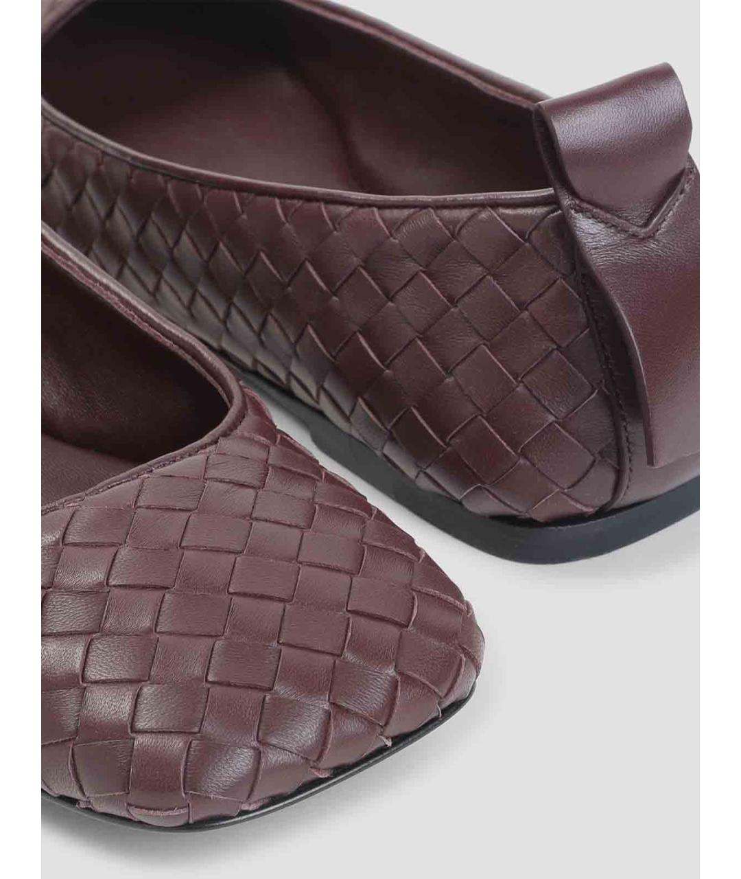 BOTTEGA VENETA Бордовые кожаные балетки, фото 4
