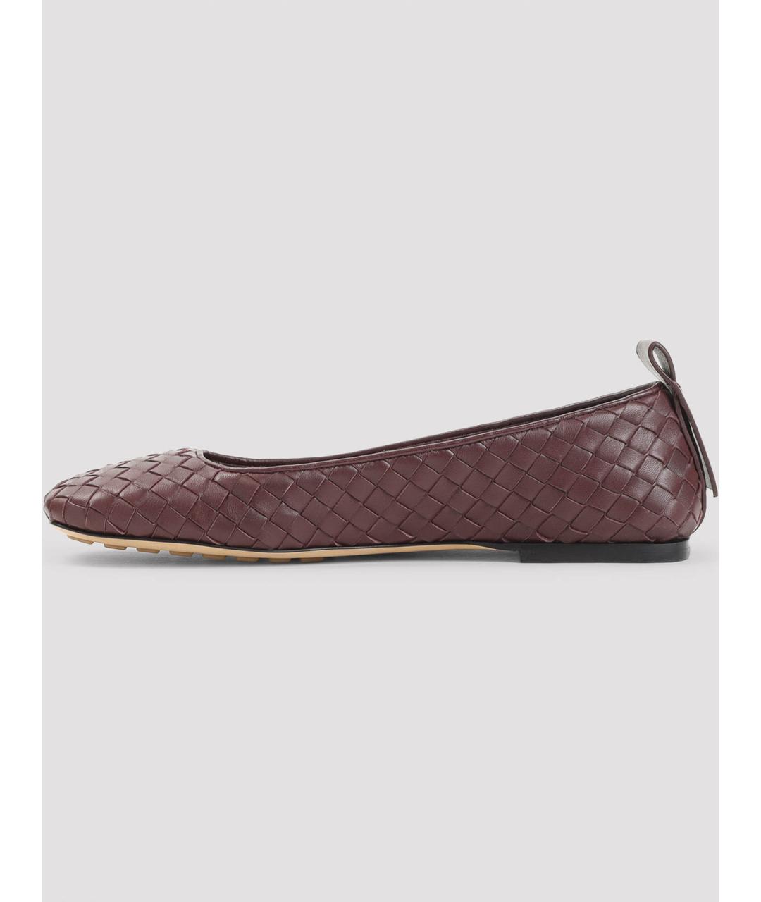 BOTTEGA VENETA Бордовые кожаные балетки, фото 3
