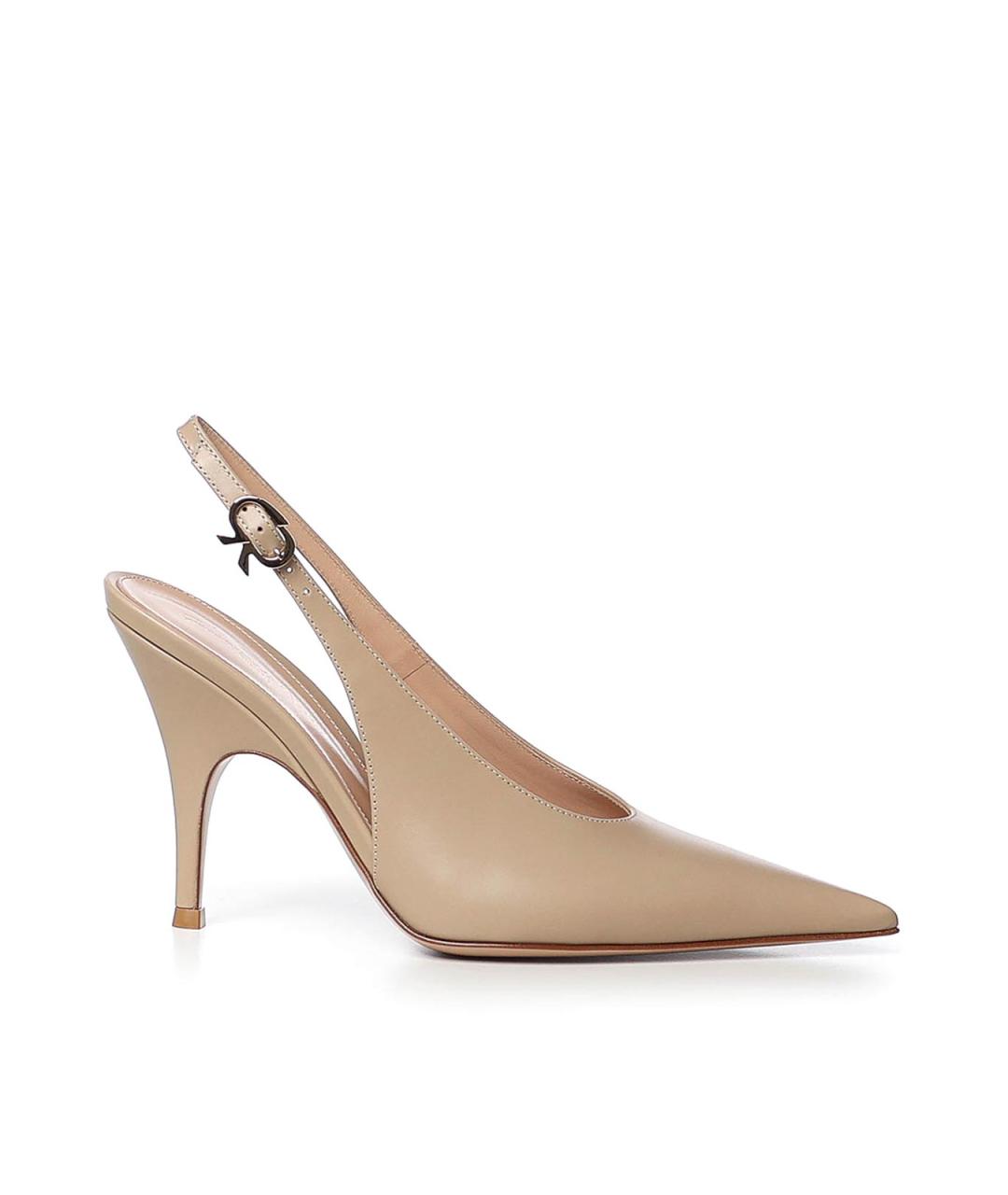 GIANVITO ROSSI Бежевые кожаные туфли, фото 5