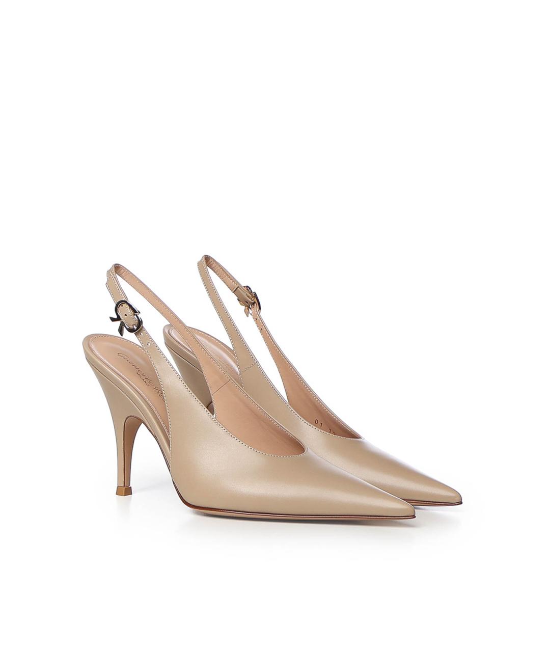 GIANVITO ROSSI Бежевые кожаные туфли, фото 4