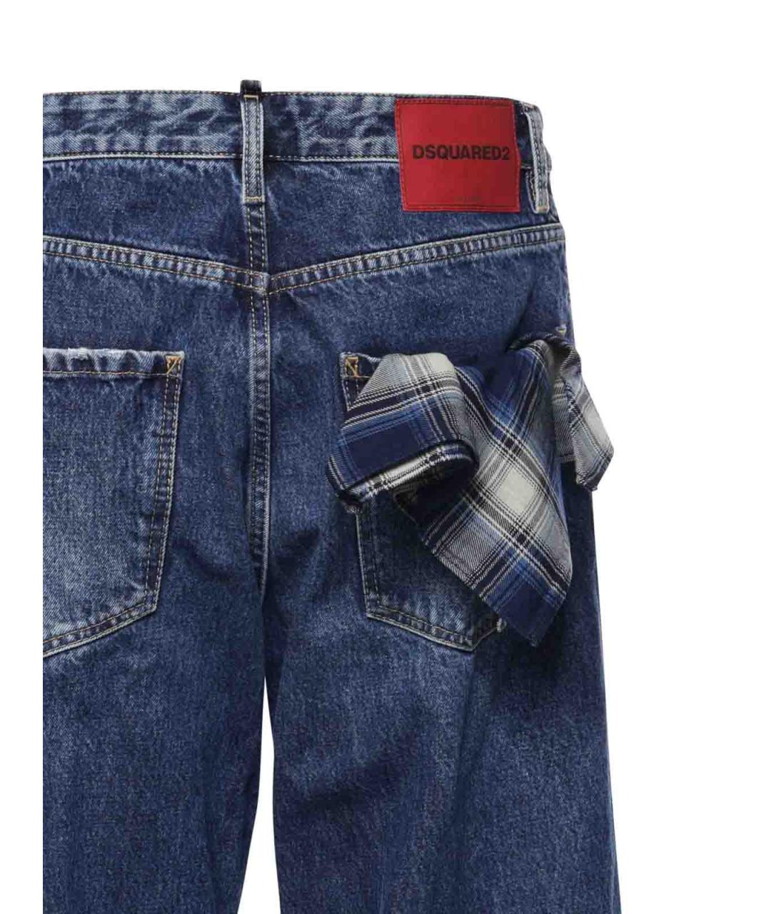 DSQUARED2 Синие хлопковые прямые джинсы, фото 2