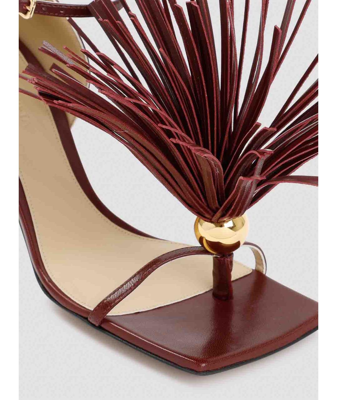 BOTTEGA VENETA Бордовые кожаные босоножки, фото 3