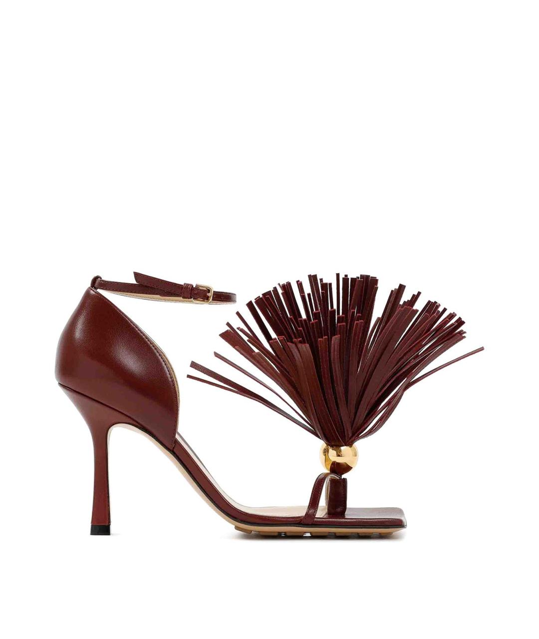 BOTTEGA VENETA Бордовые кожаные босоножки, фото 1