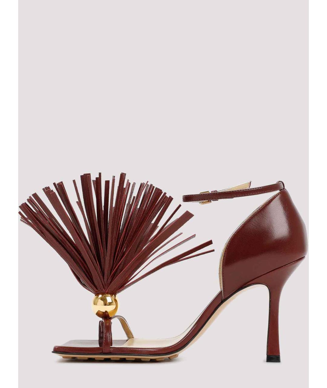 BOTTEGA VENETA Бордовые кожаные босоножки, фото 2