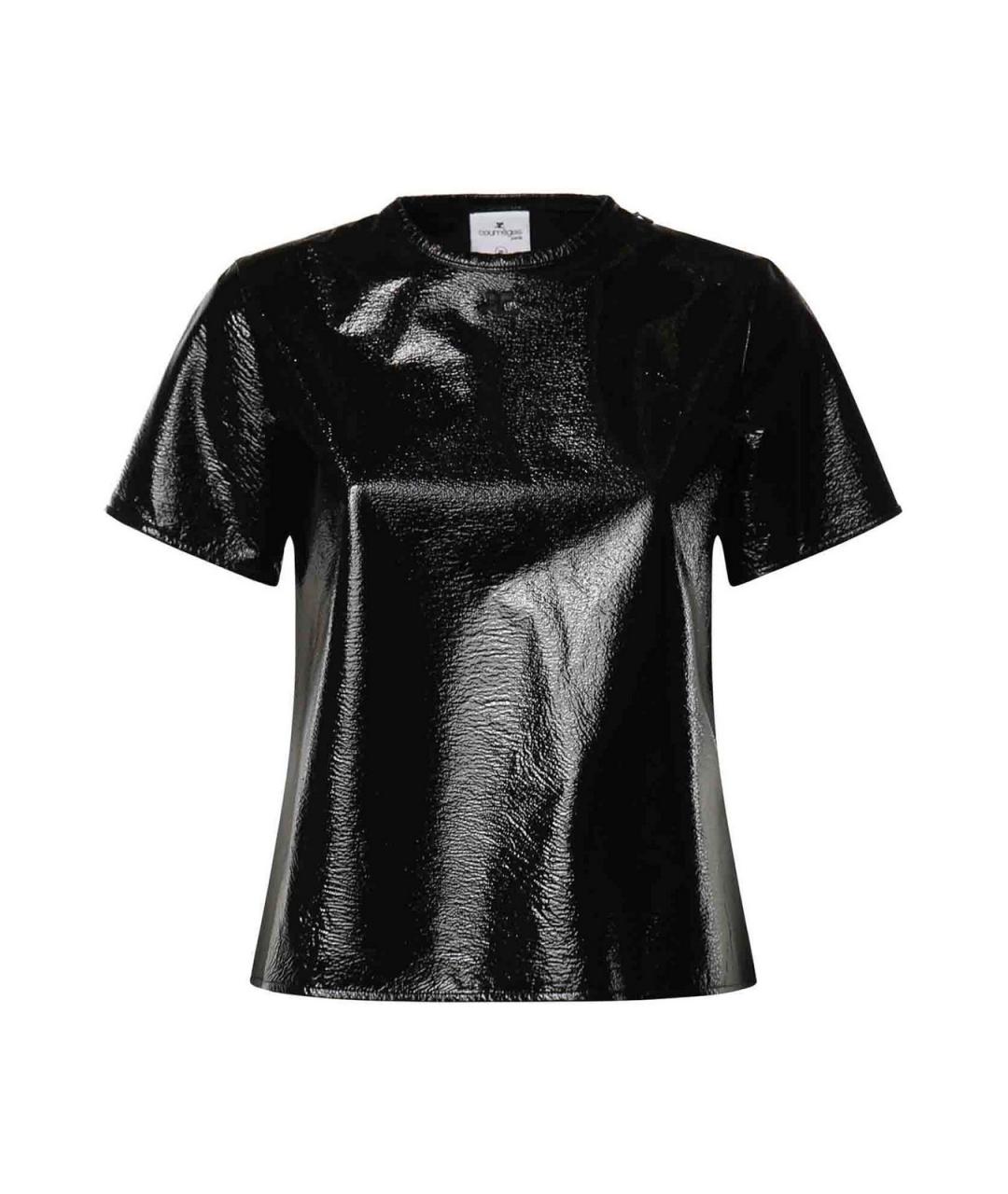 COURREGES Черная вискозная футболка, фото 1