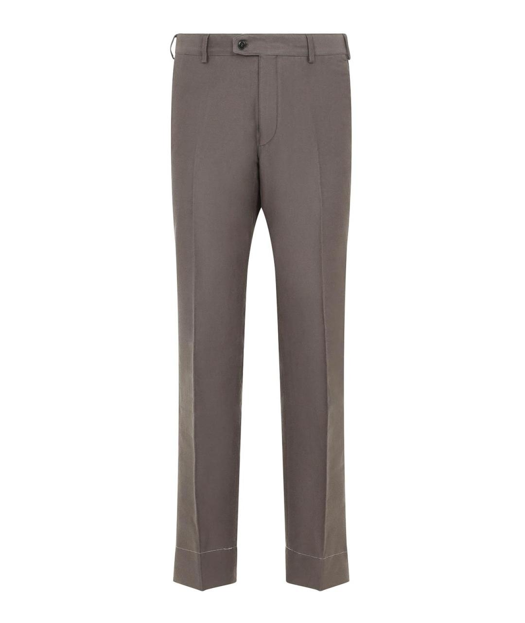 BRIONI Коричневые хлопковые повседневные брюки, фото 1