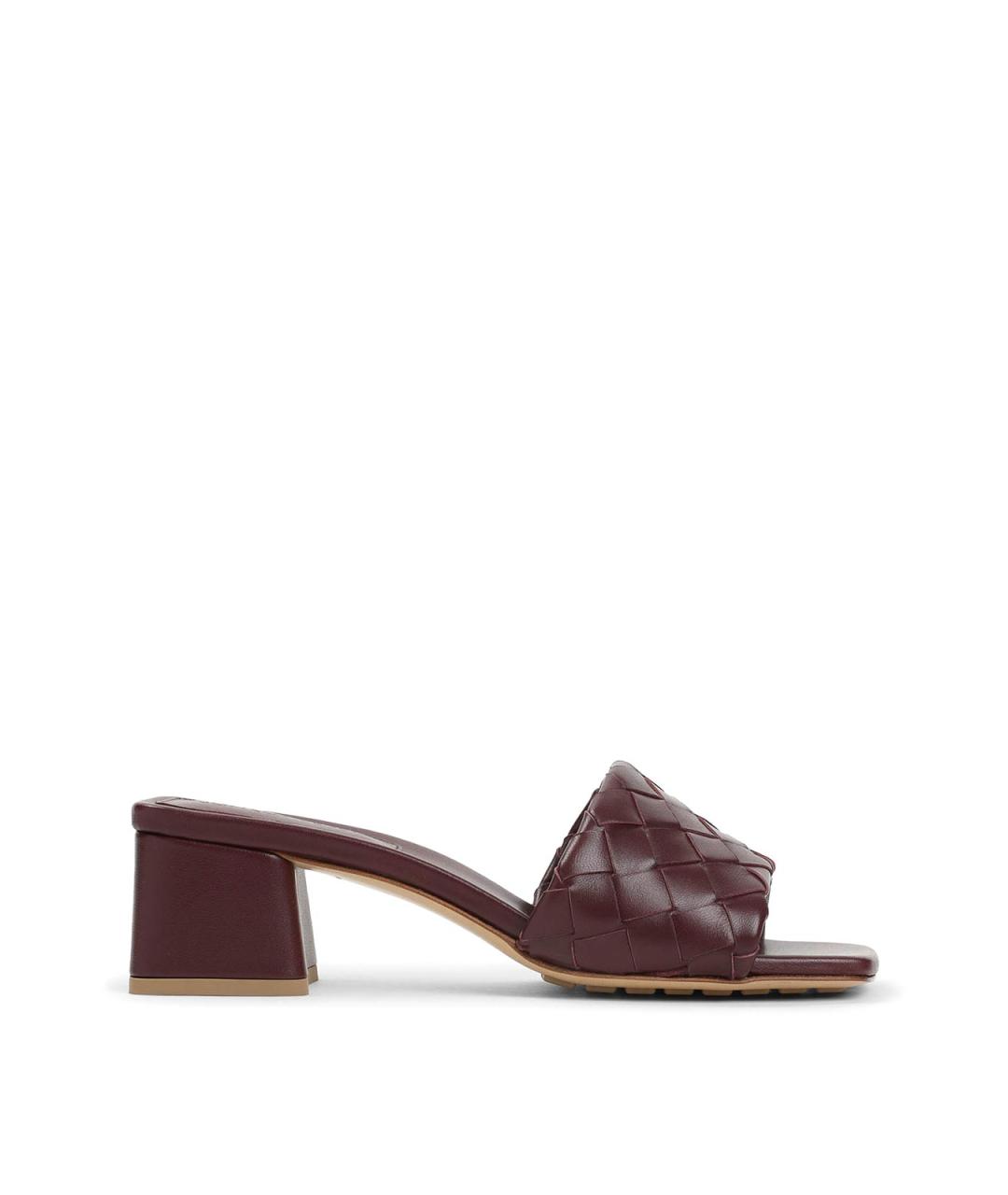 BOTTEGA VENETA Бордовые кожаные мюли, фото 1