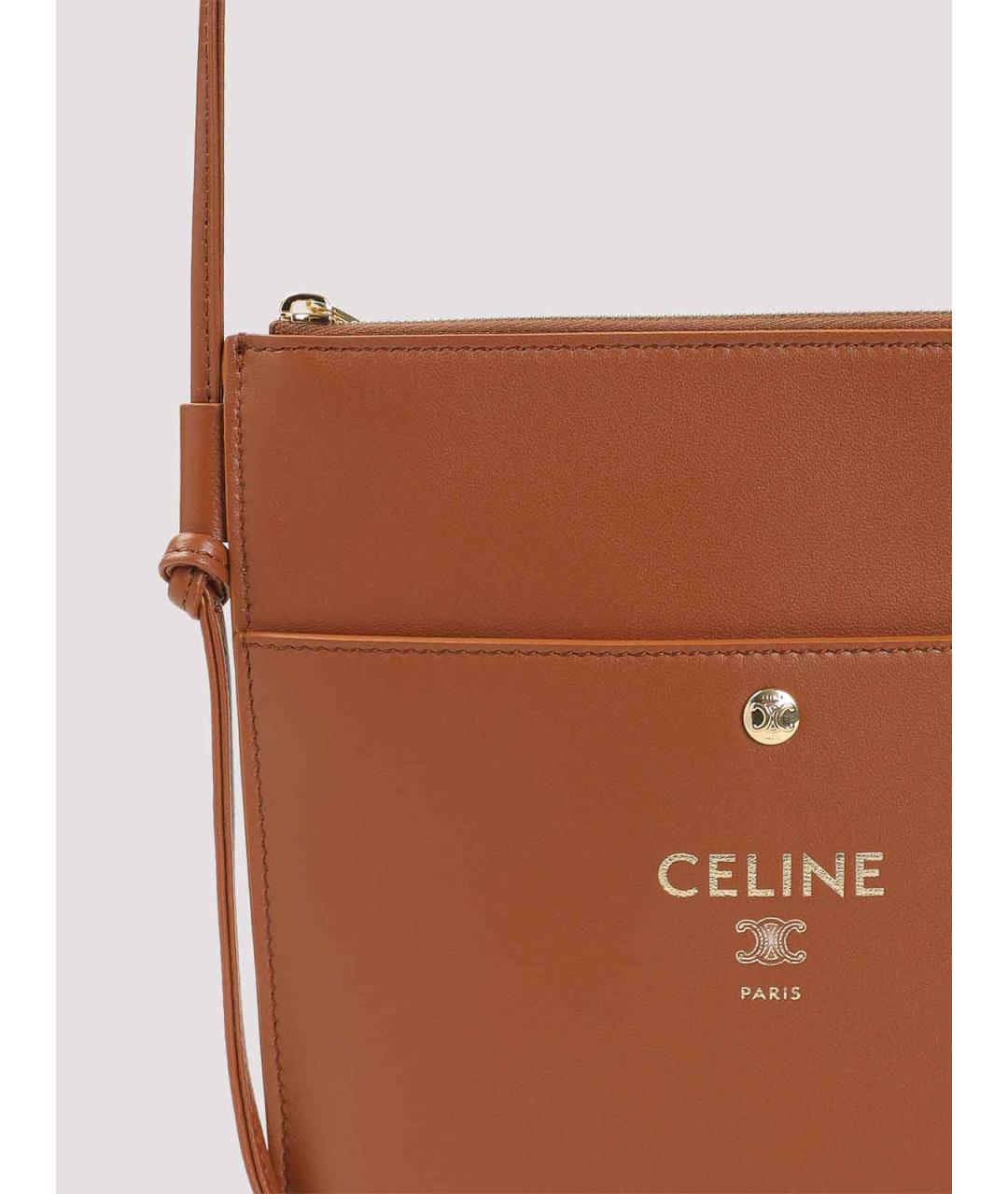 CELINE Коричневая кожаная сумка через плечо, фото 3