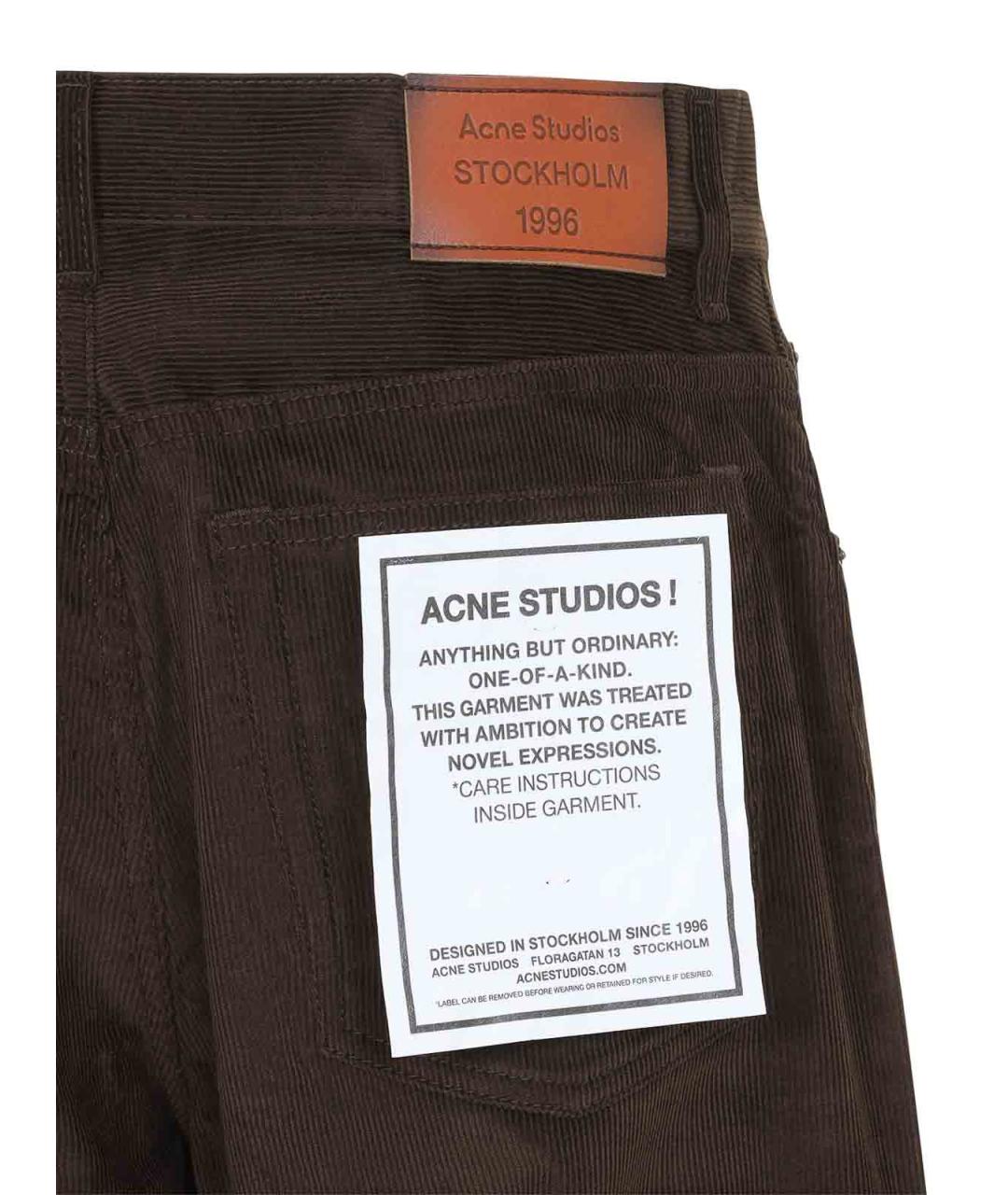 ACNE STUDIOS Коричневые хлопковые повседневные брюки, фото 3