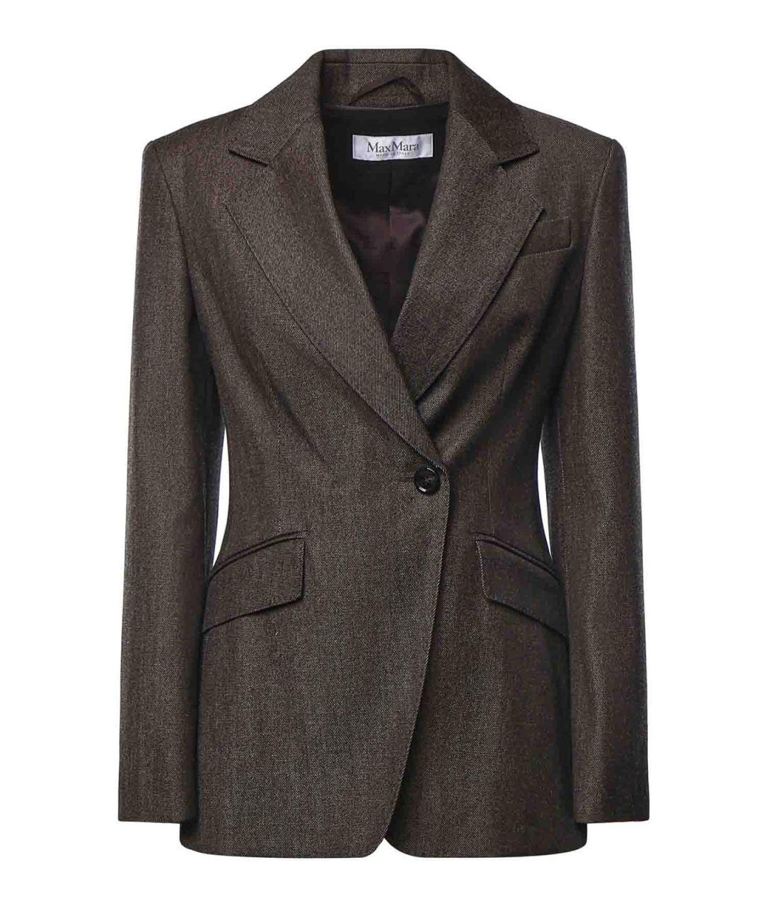 MAX MARA Коричневый шерстяной жакет/пиджак, фото 1