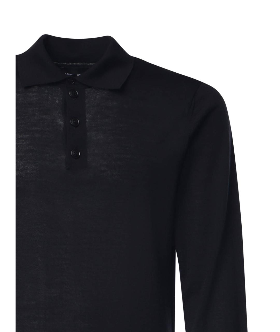 EMPORIO ARMANI Черное шерстяное поло с длинным рукавом, фото 3