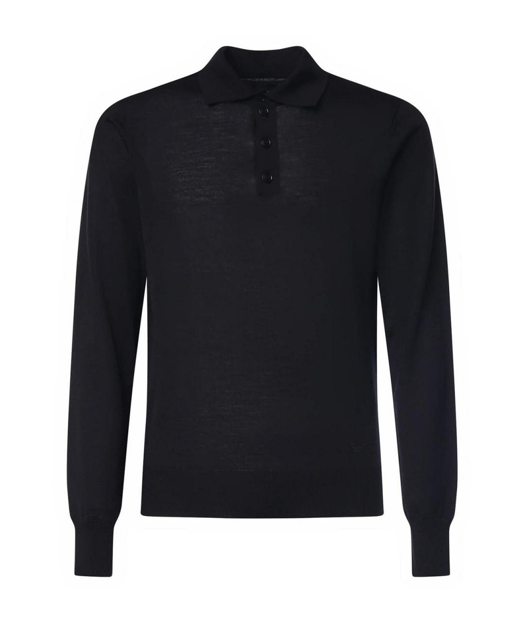EMPORIO ARMANI Черное шерстяное поло с длинным рукавом, фото 1