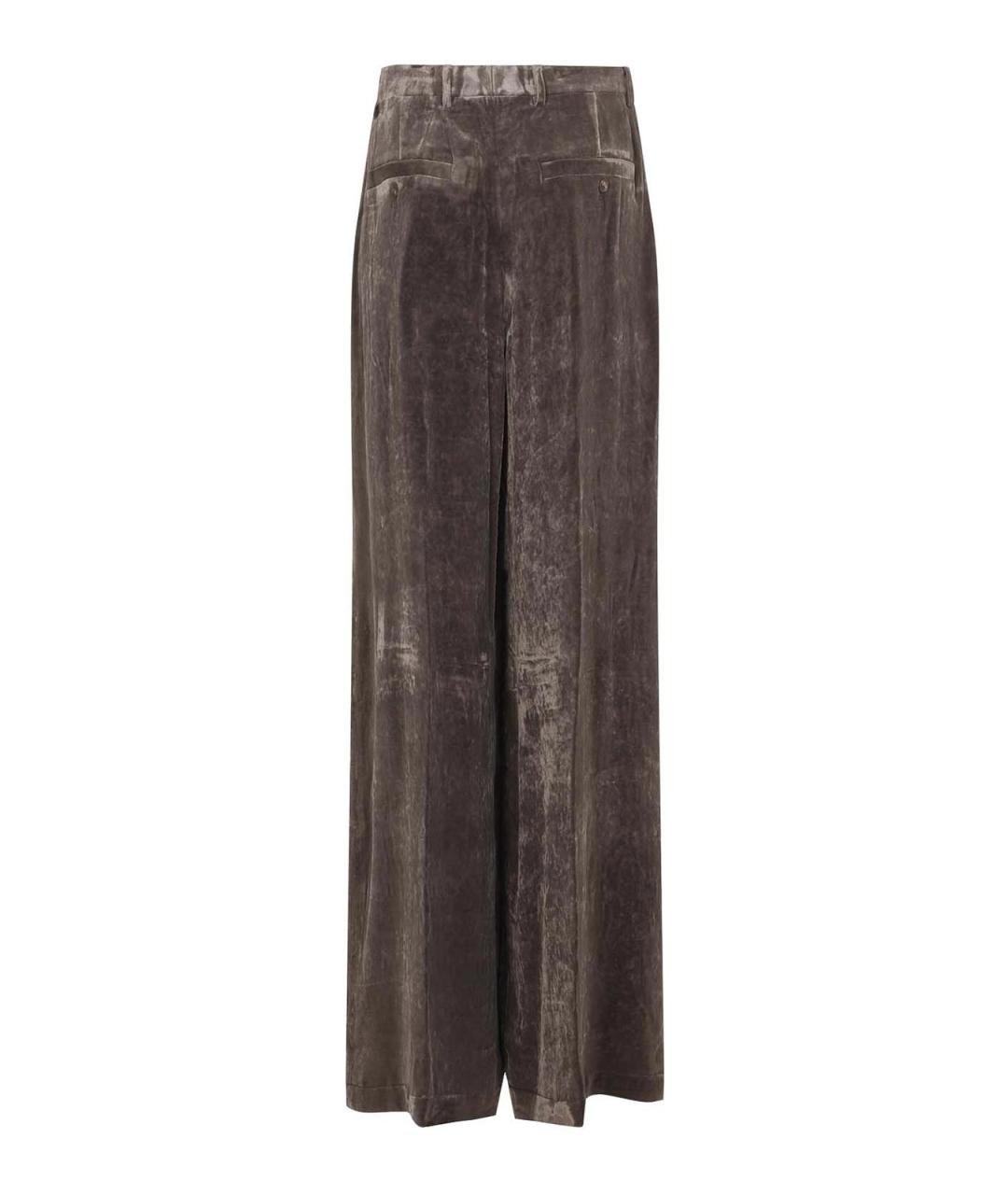 RICK OWENS Коричневые вискозные прямые брюки, фото 2