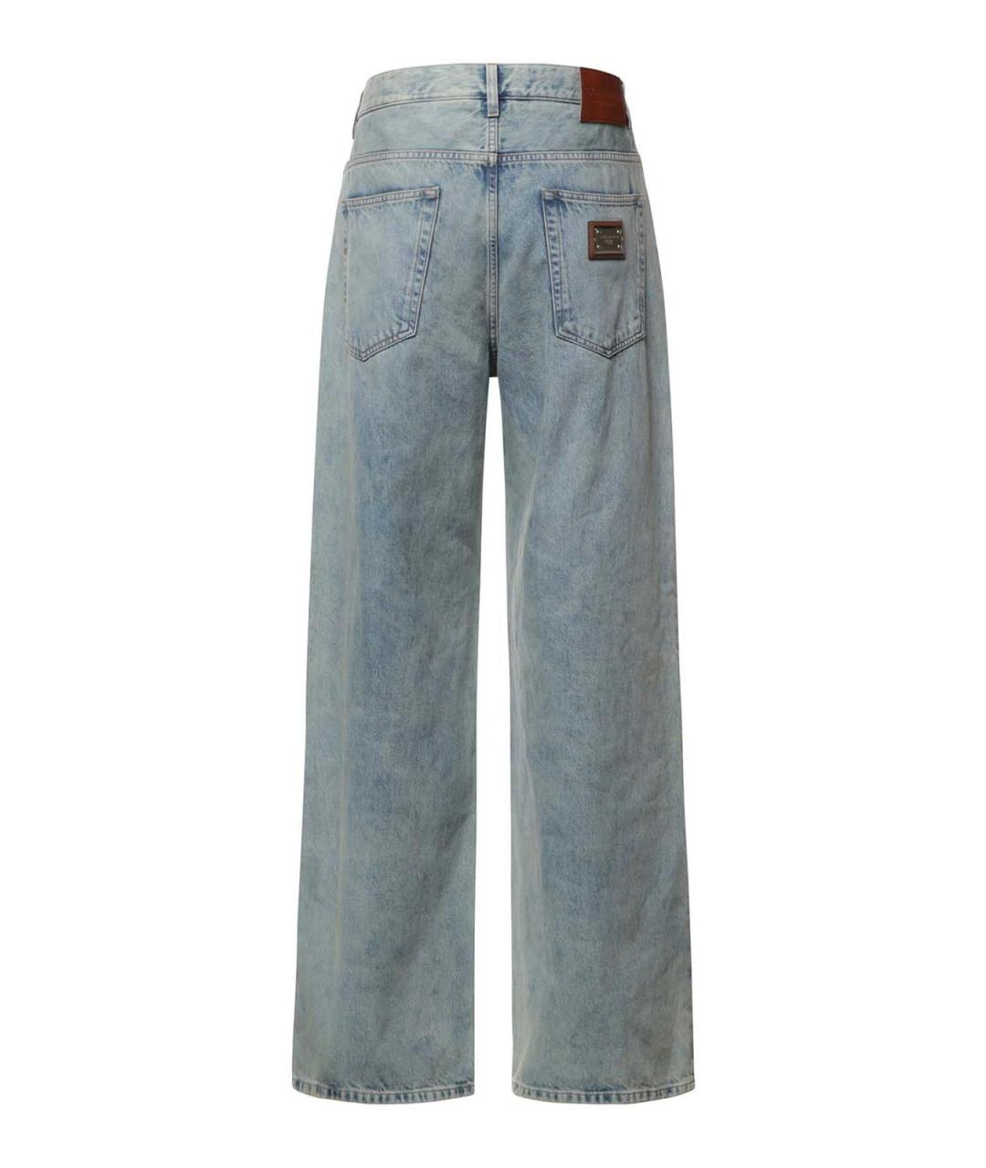 DOLCE&GABBANA Голубые хлопковые прямые джинсы, фото 2