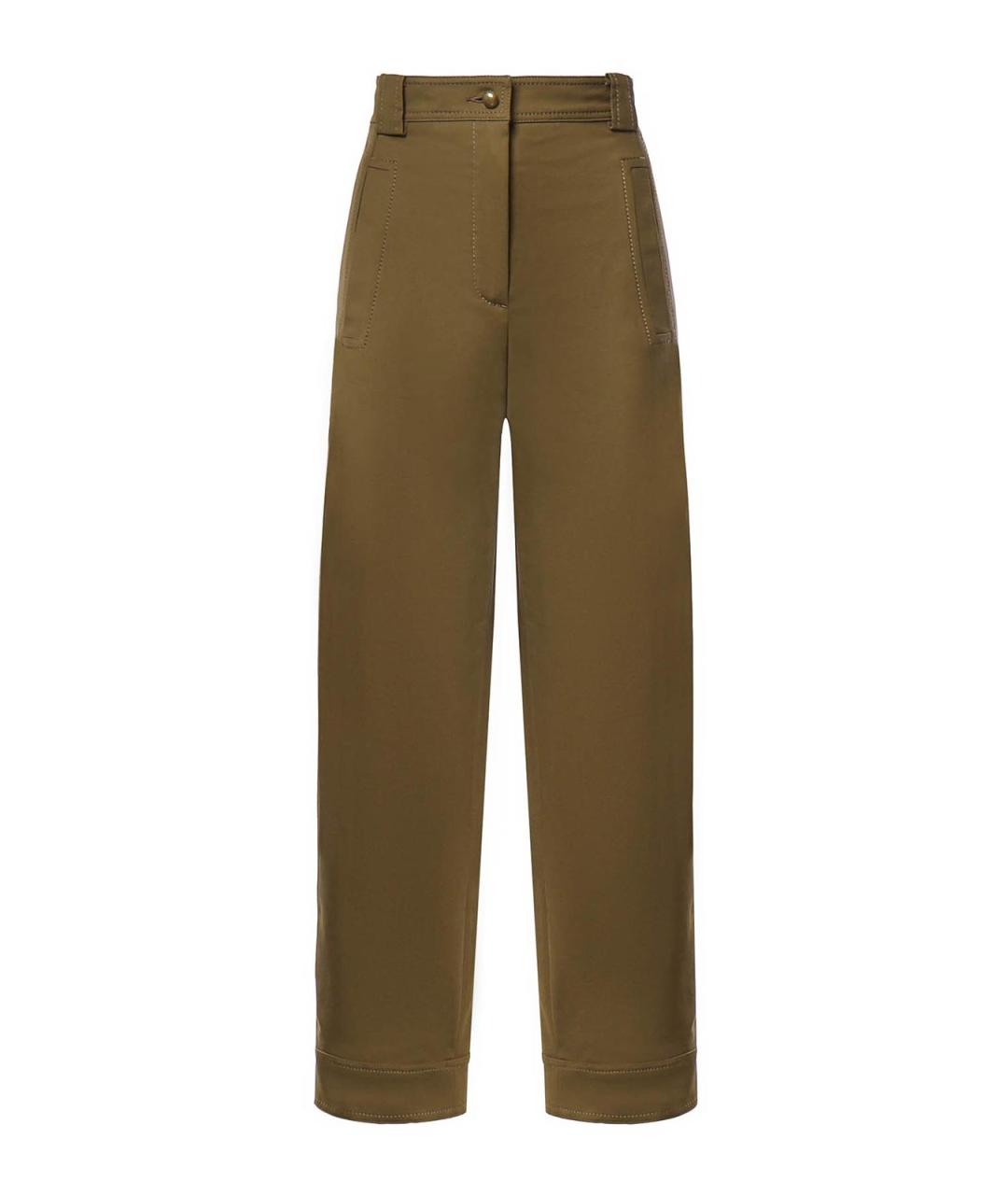 MAX MARA Зеленые хлопковые брюки широкие, фото 1
