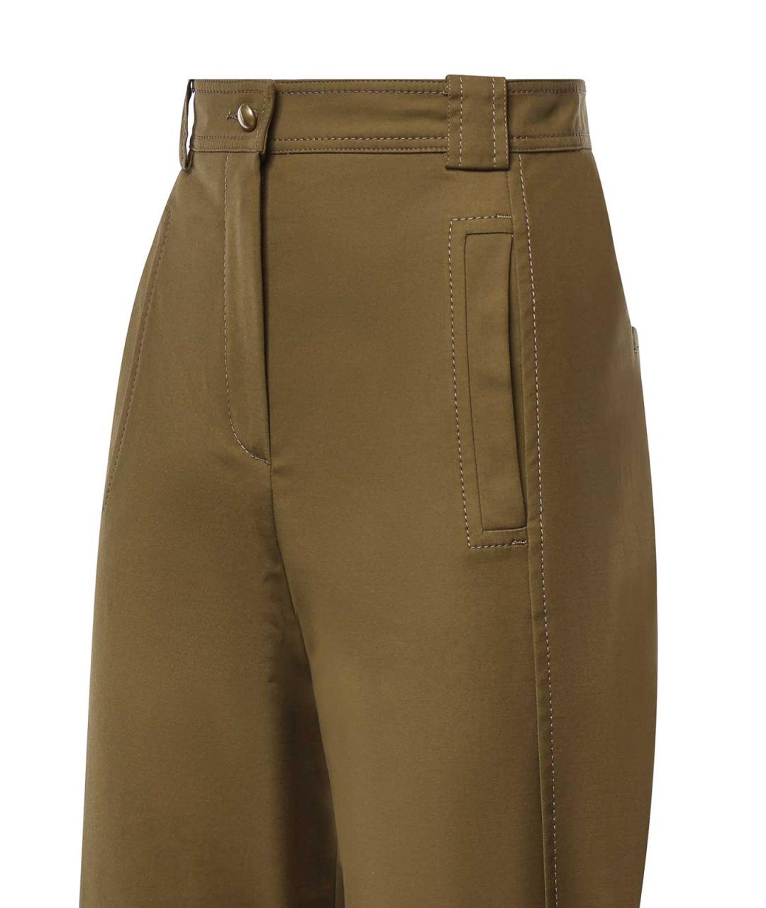 MAX MARA Зеленые хлопковые брюки широкие, фото 3