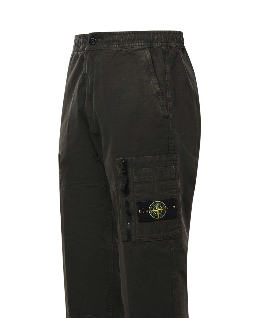 STONE ISLAND Черные хлопковые повседневные брюки, фото 3