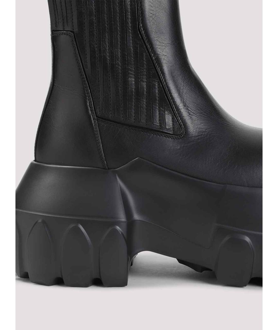 RICK OWENS Черные кожаные высокие ботинки, фото 4