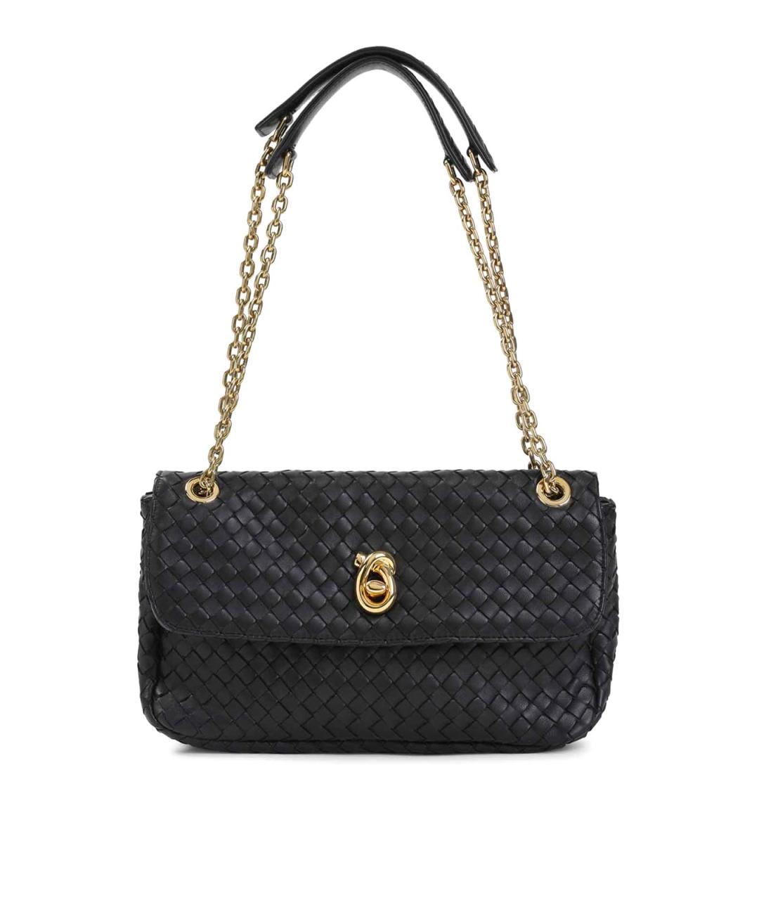 BOTTEGA VENETA Черная кожаная сумка через плечо, фото 1