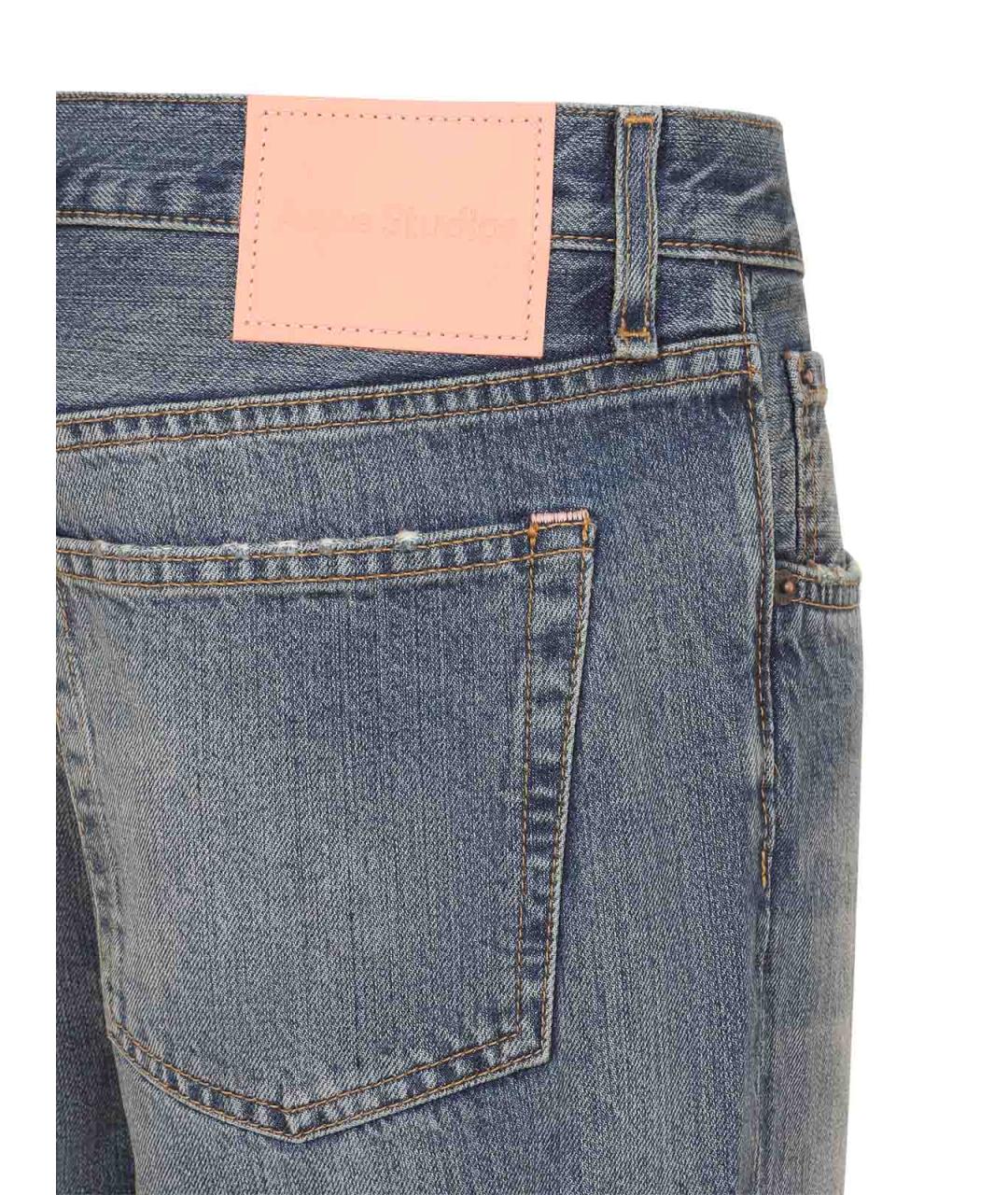 ACNE STUDIOS Голубые хлопковые прямые джинсы, фото 3