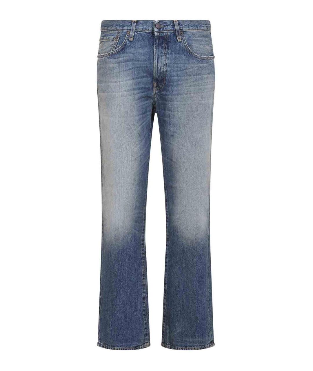 ACNE STUDIOS Голубые хлопковые прямые джинсы, фото 1