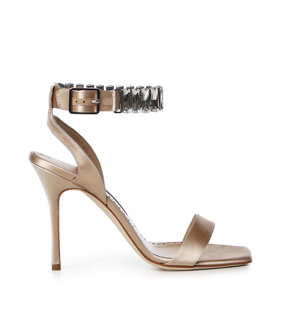 MANOLO BLAHNIK Бежевые текстильные босоножки, фото 1