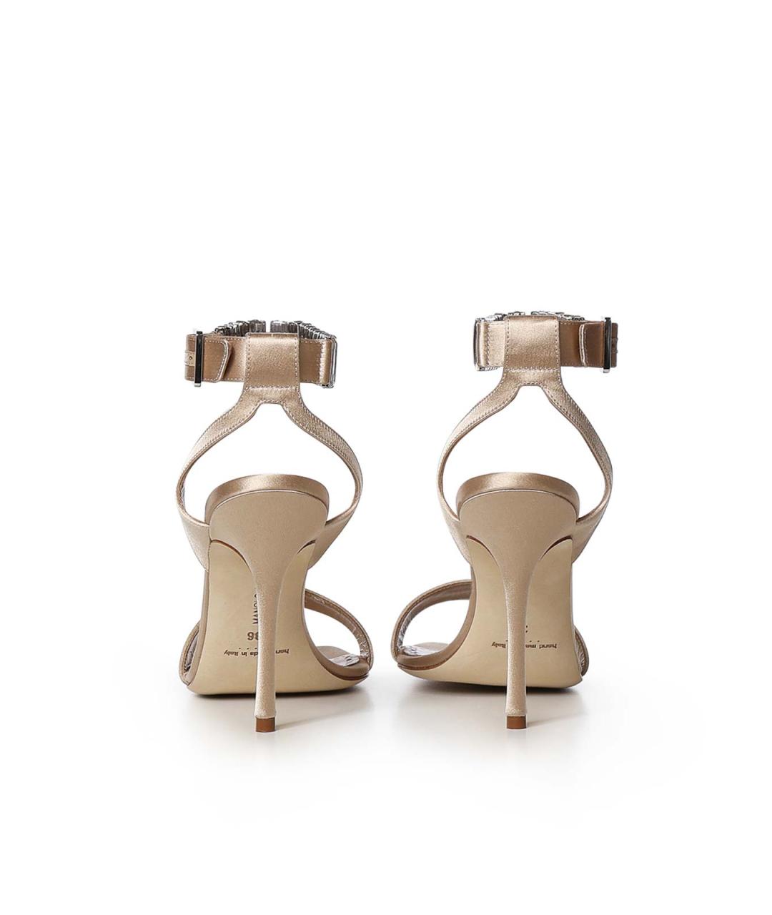 MANOLO BLAHNIK Бежевые текстильные босоножки, фото 2