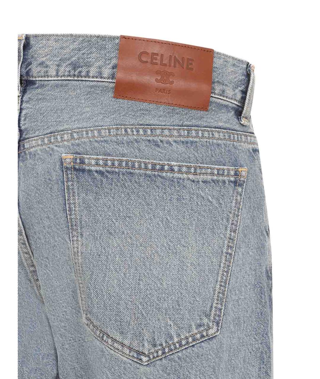 CELINE Голубые хлопковые прямые джинсы, фото 3