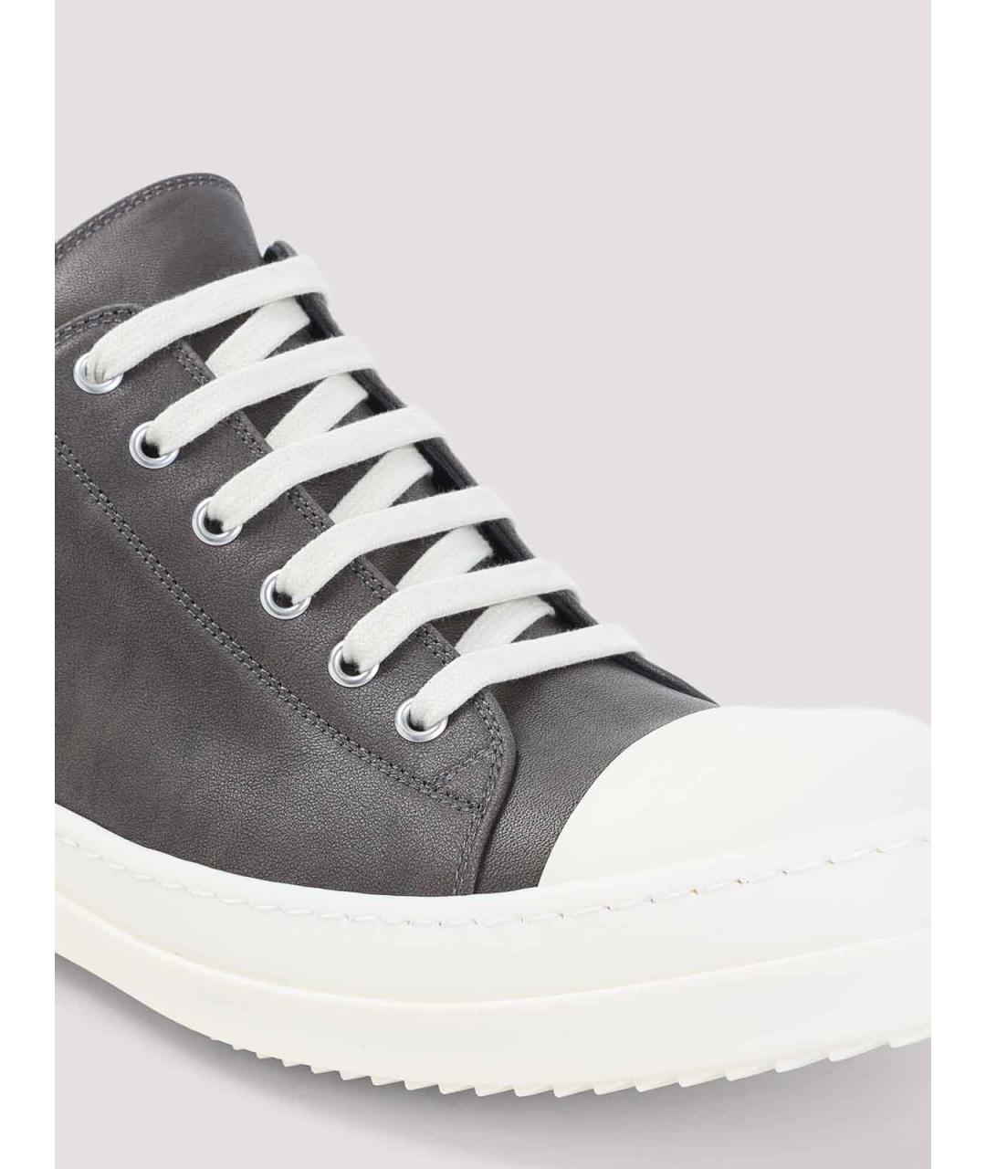 RICK OWENS Антрацитовые кожаные низкие кроссовки / кеды, фото 4