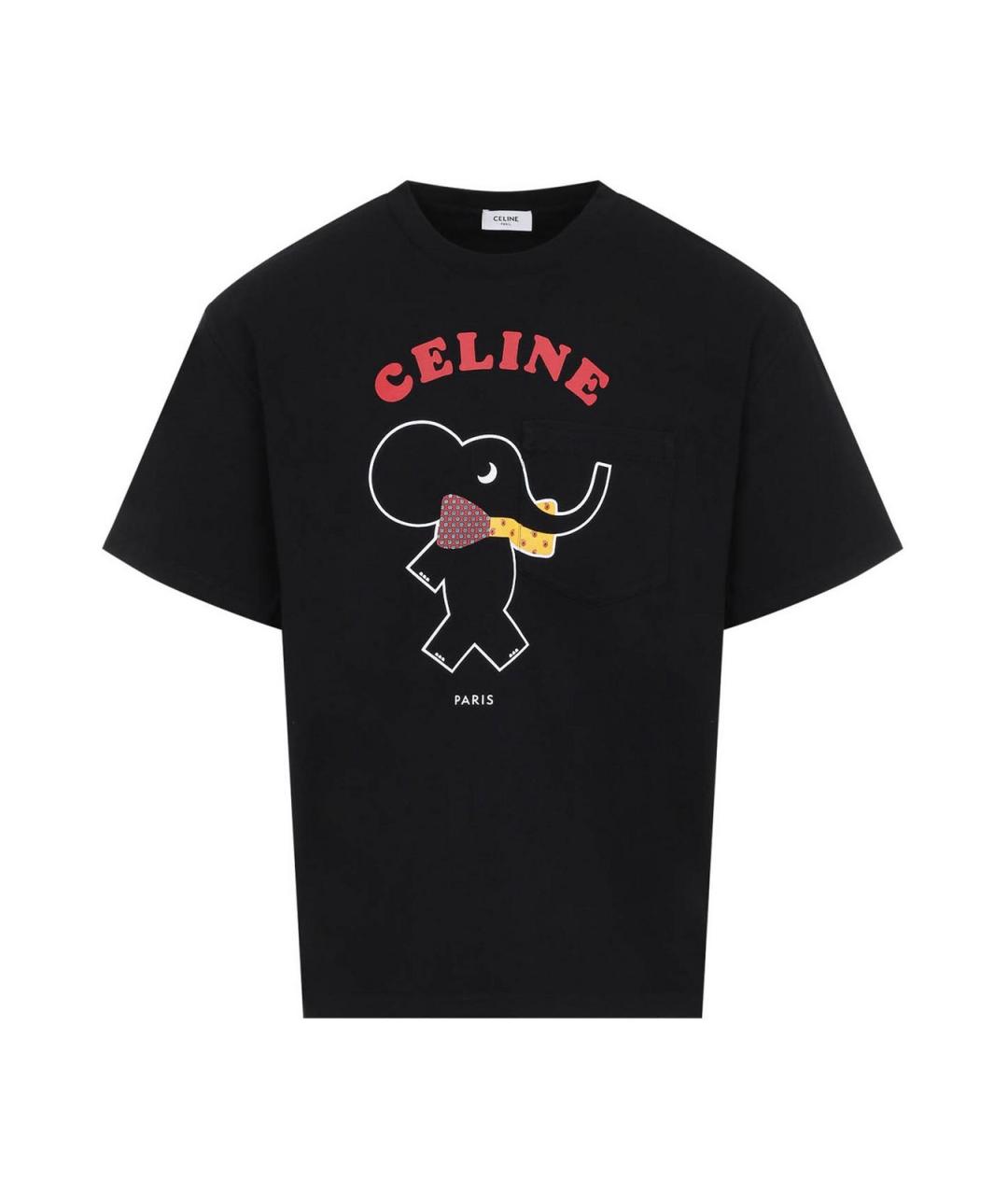 CELINE Черная хлопковая футболка, фото 1