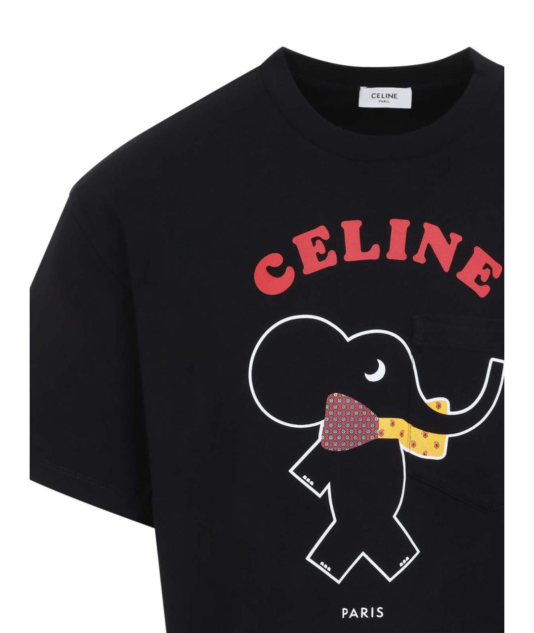 CELINE Черная хлопковая футболка, фото 2