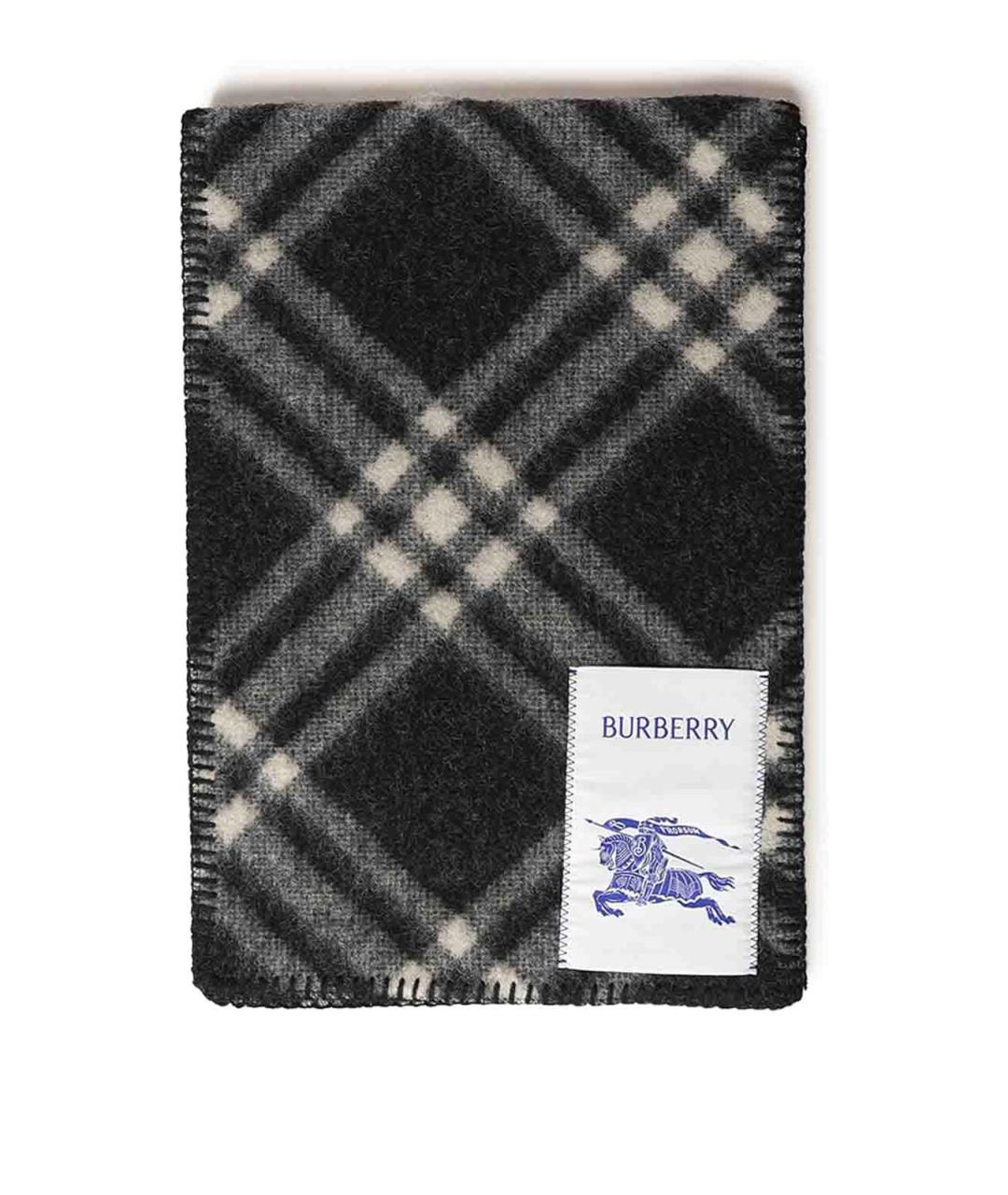 BURBERRY Черный шерстяной шарф, фото 3