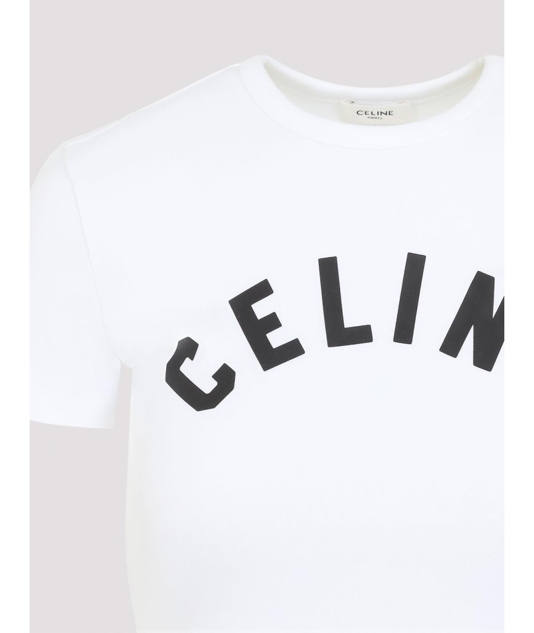 CELINE Белая хлопковая футболка, фото 3