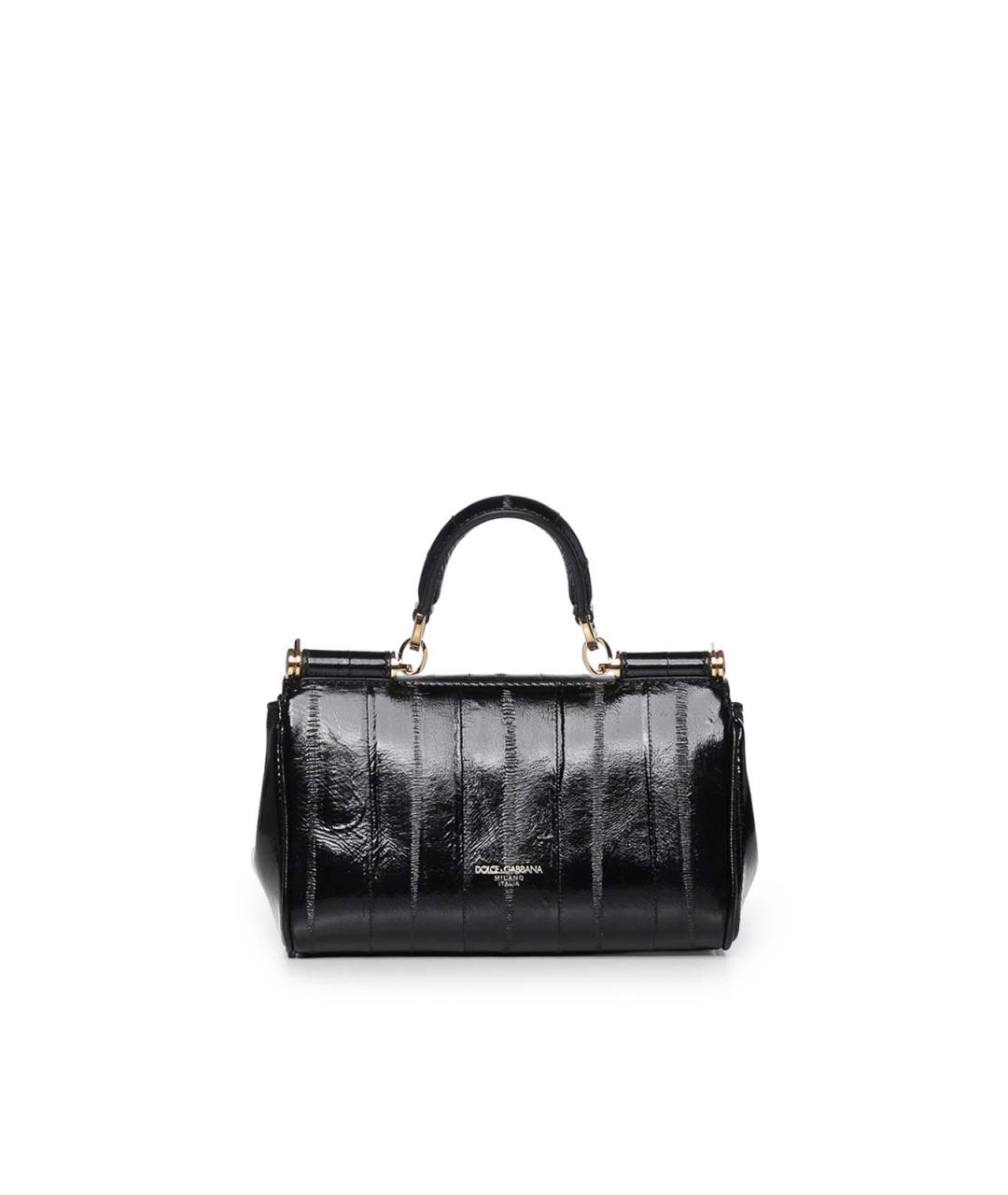 DOLCE&GABBANA Черная сумка тоут из экзотической кожи, фото 3