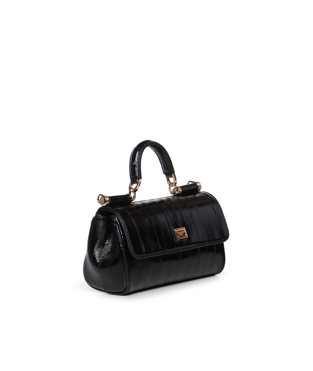 DOLCE&GABBANA Черная сумка тоут из экзотической кожи, фото 5