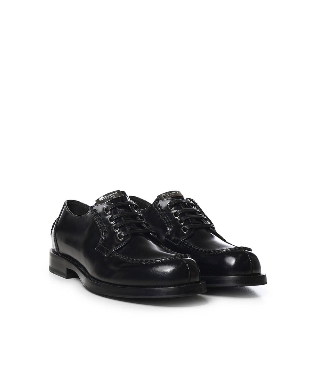DOLCE&GABBANA Черные кожаные туфли, фото 4