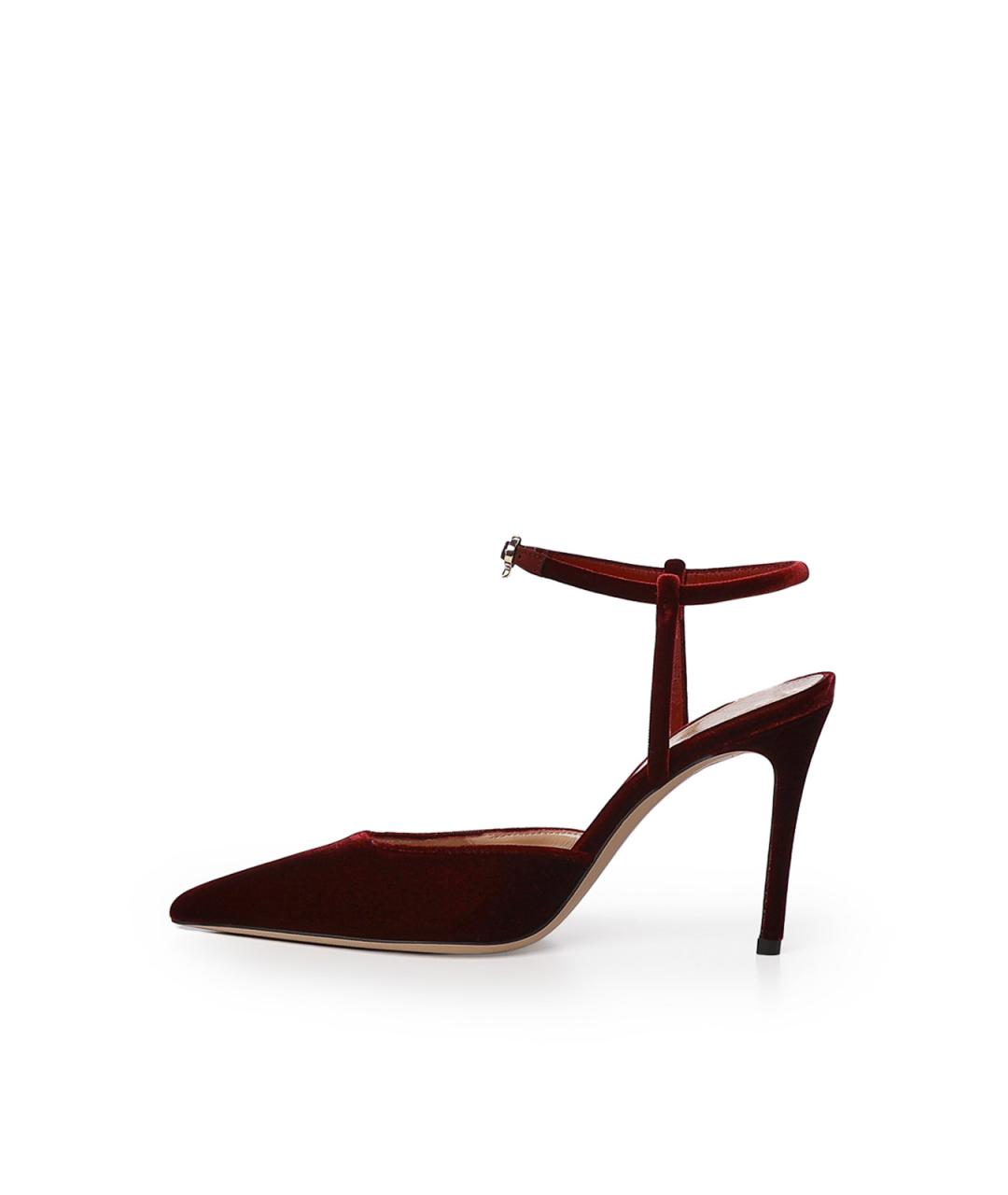 GIANVITO ROSSI Бордовые бархатные туфли, фото 3