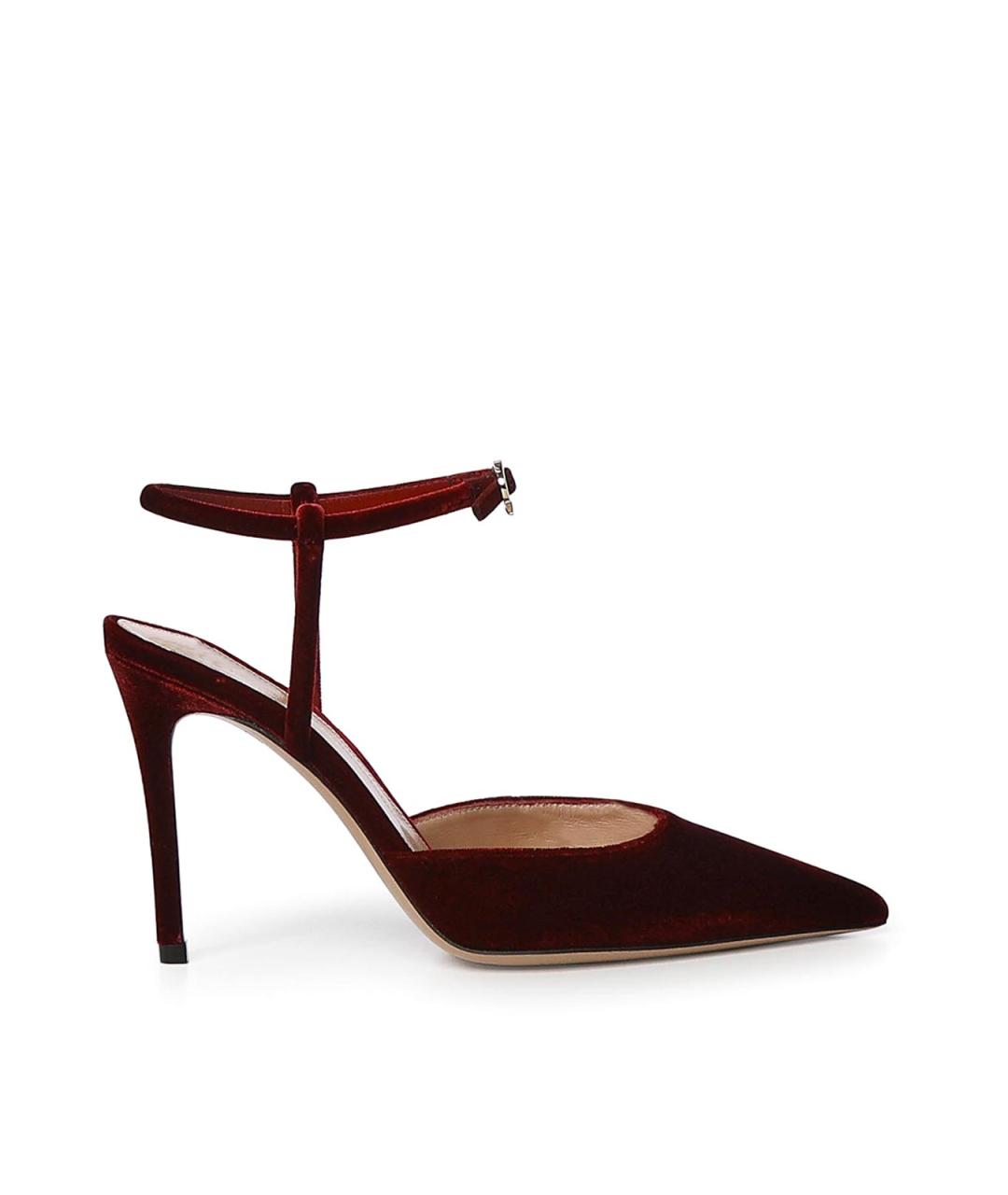GIANVITO ROSSI Бордовые бархатные туфли, фото 5