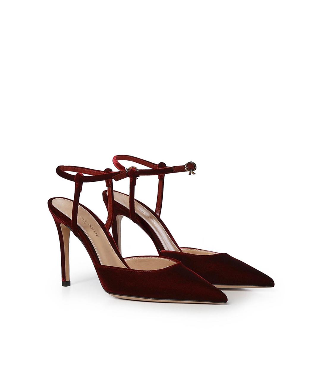 GIANVITO ROSSI Бордовые бархатные туфли, фото 4