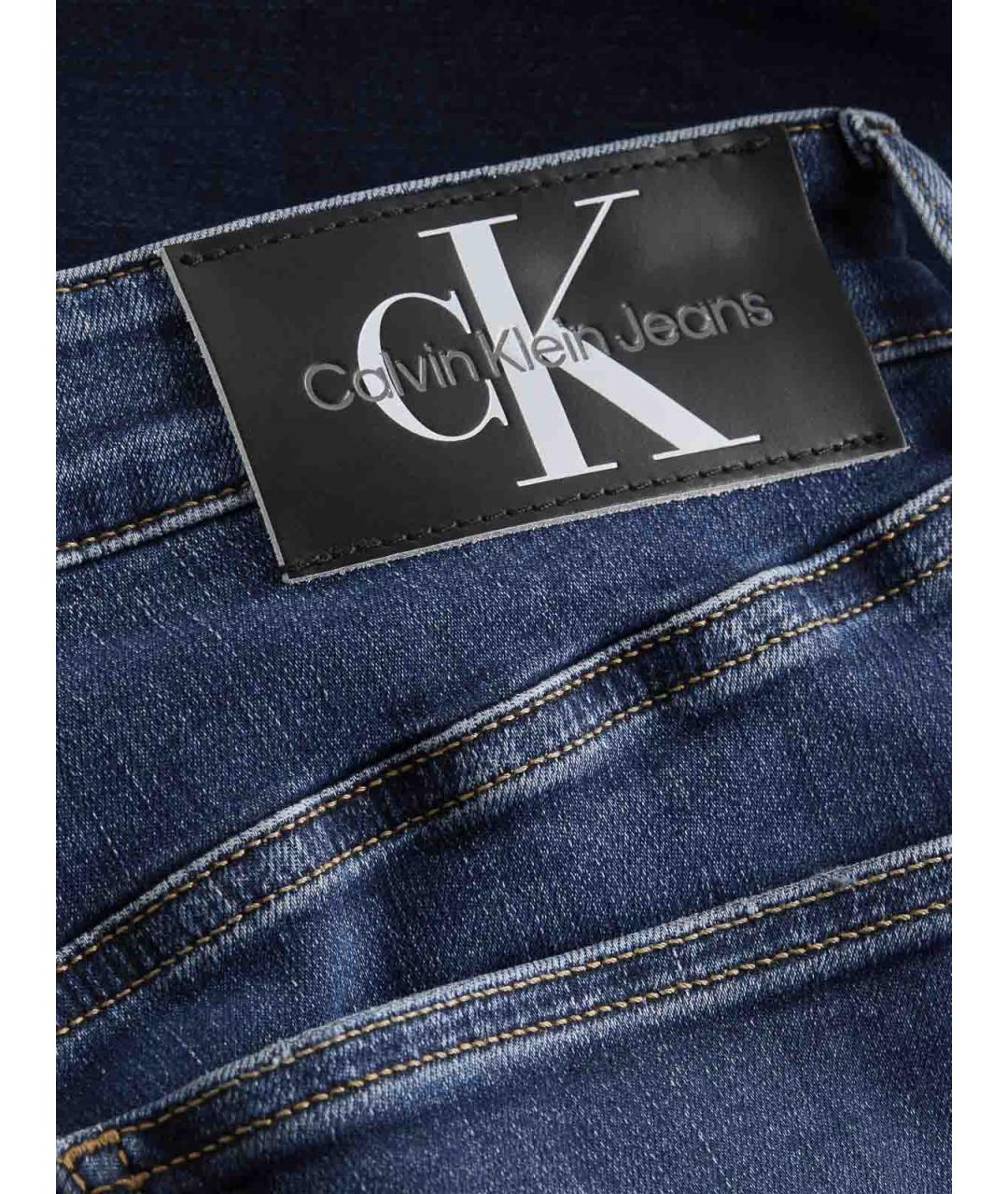 CALVIN KLEIN Синие хлопковые прямые джинсы, фото 2